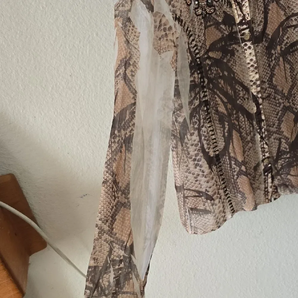 SPY Sheer Blouse with Brown and Cream Pattern - Snake Skin - Picture 5 of 7